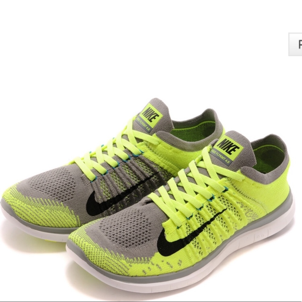 Yellow/Gray Men Nike Free Flyknit 4.0